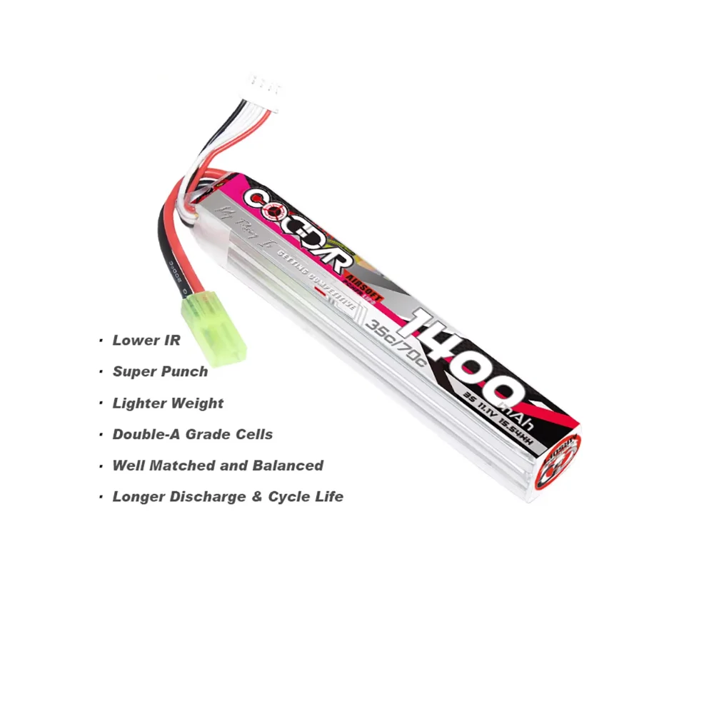 

2PCS CODDAR 3S 1400MAH 11.1V 35C SM/Mini Tamiya AirSoft AirGun Soft Bullet Gun Hunting RC LiPo Battery Pack High Discharge Power