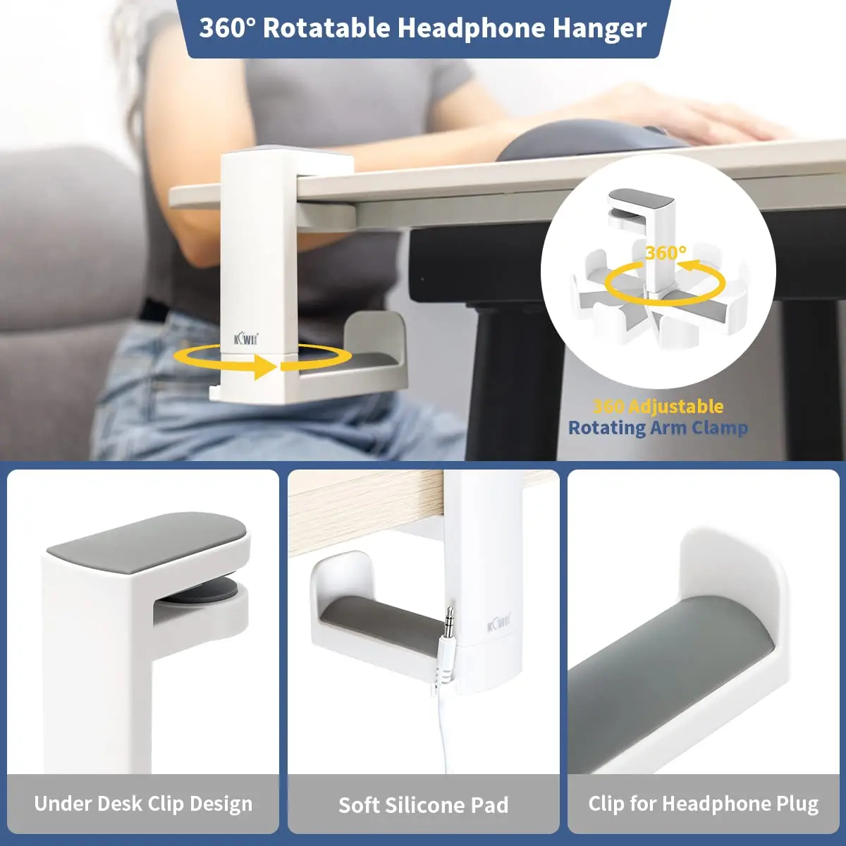  360° Rotating Desk Controller Headphone Holder