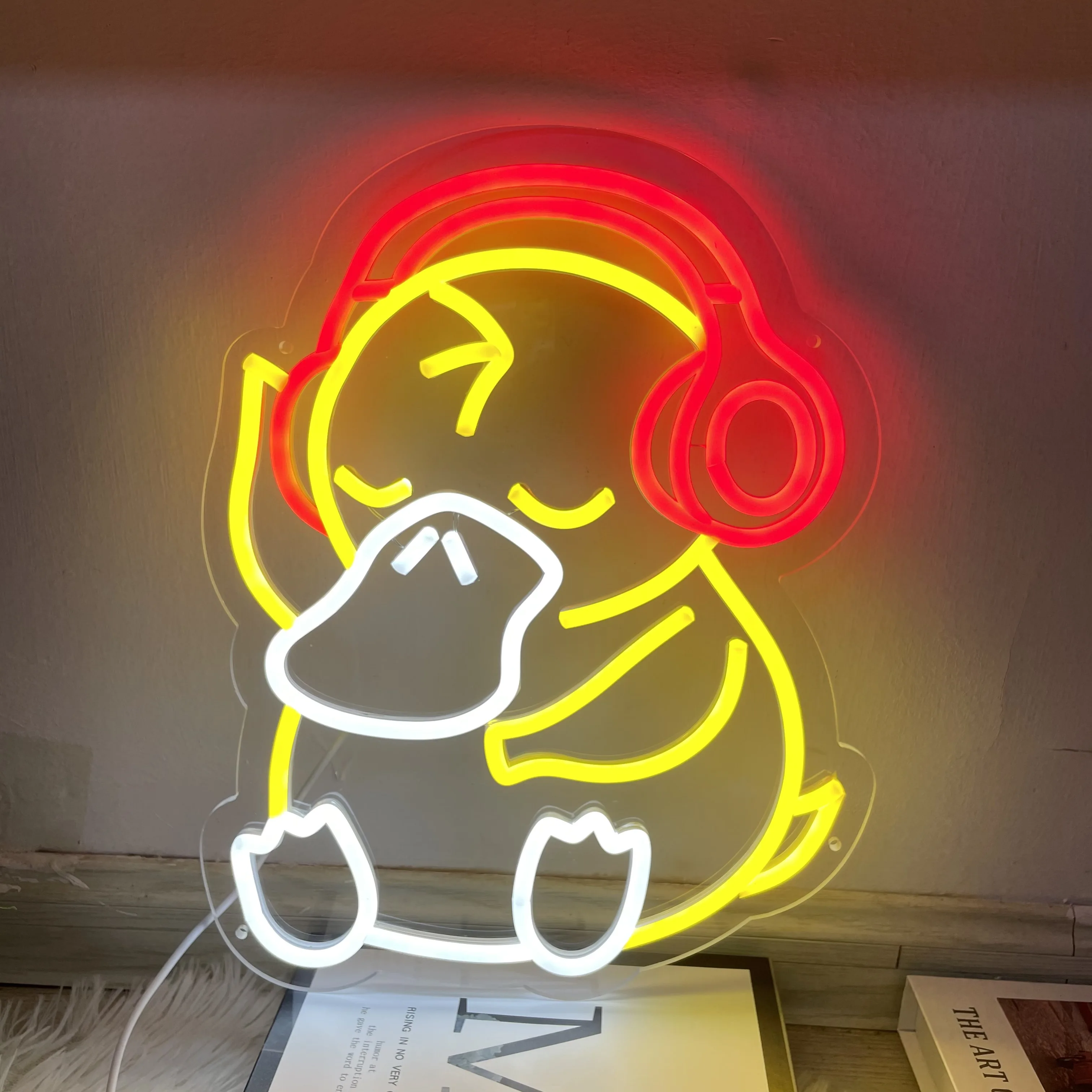 

Duck Neon Sign Anime Duck With Headphones Led Neon Sign Kid's Room Neon Light Neon Wall Light Sign Bedroom Decorate