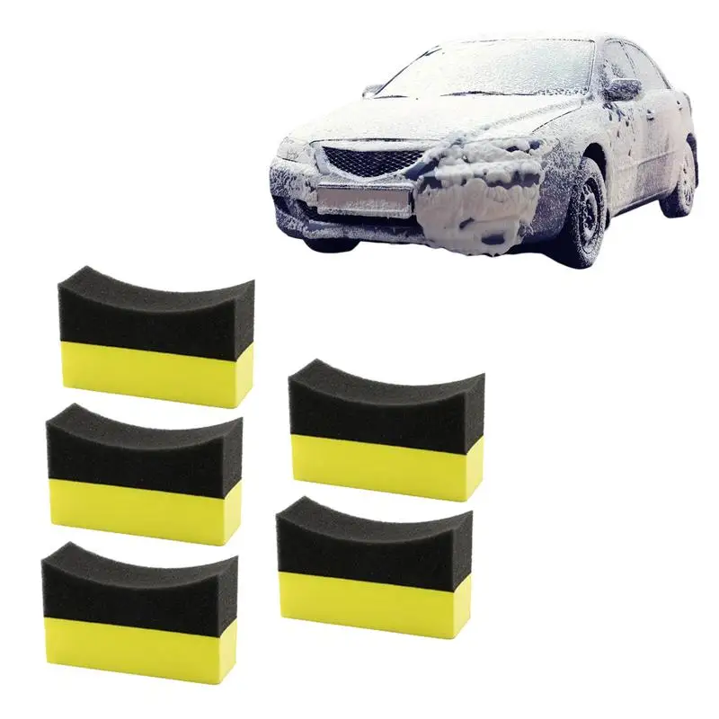 

5pcs Car Wheel Wash Sponge PE Auto Tires Shine Applicator Durable EVA Wheels Cleaning Pads Polishing Sponge For Cars Maintenance