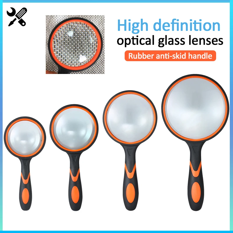 

6X 7X 8X 10X Magnifying Glass Handheld Magnifier 50/65/75/100mm Lens diameter for Antique Jade Jewelry Newspaper Book Reading