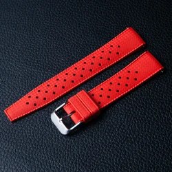 Classic Tropical Style FKM Watch Strap - Premium Replacement Watchband Bracelet Belt - 20mm (Red)