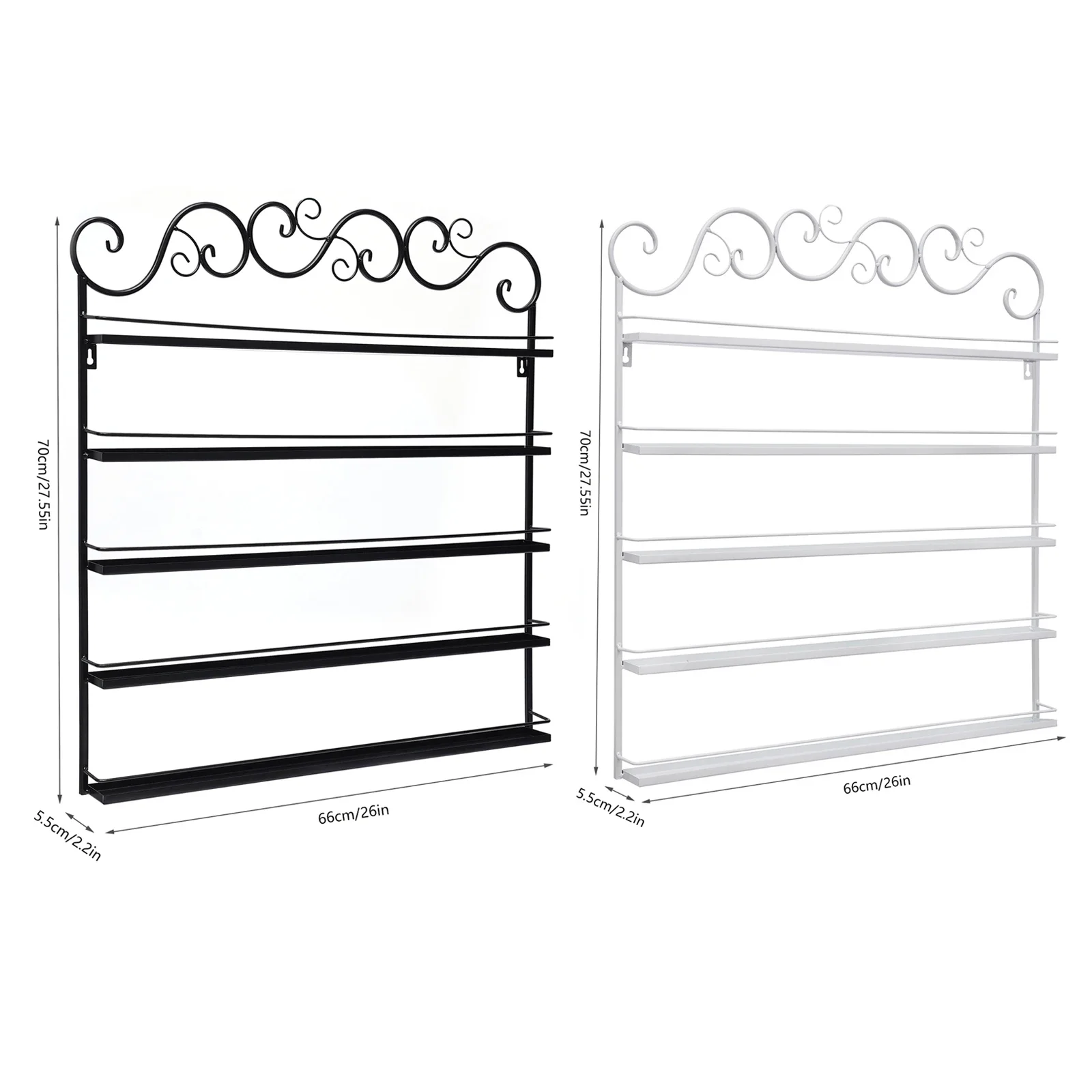 

5-Tier Metal Nail Polish Racks, Wall-Mounted Nail Polish Display Stand( Black/White)