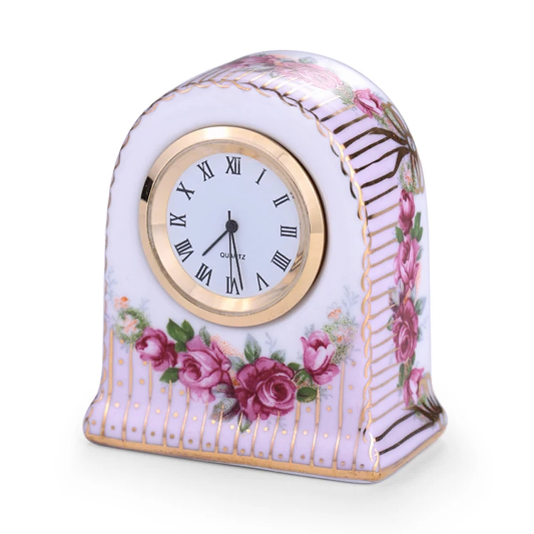 

Ceramic Small Desk Clock, Home Decor Crafts, Room Decoration, Living Room Table Clock, Gifts for Girl, Porcelain Figurines