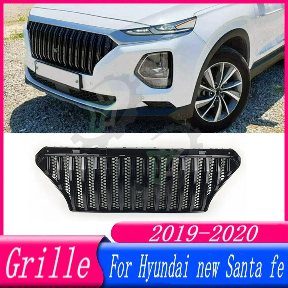 

19 20 Car Front Bumper Grille Centre Panel Styling Upper Racing Grill For Hyundai new Santa fe 2019-2020 Car Accessory