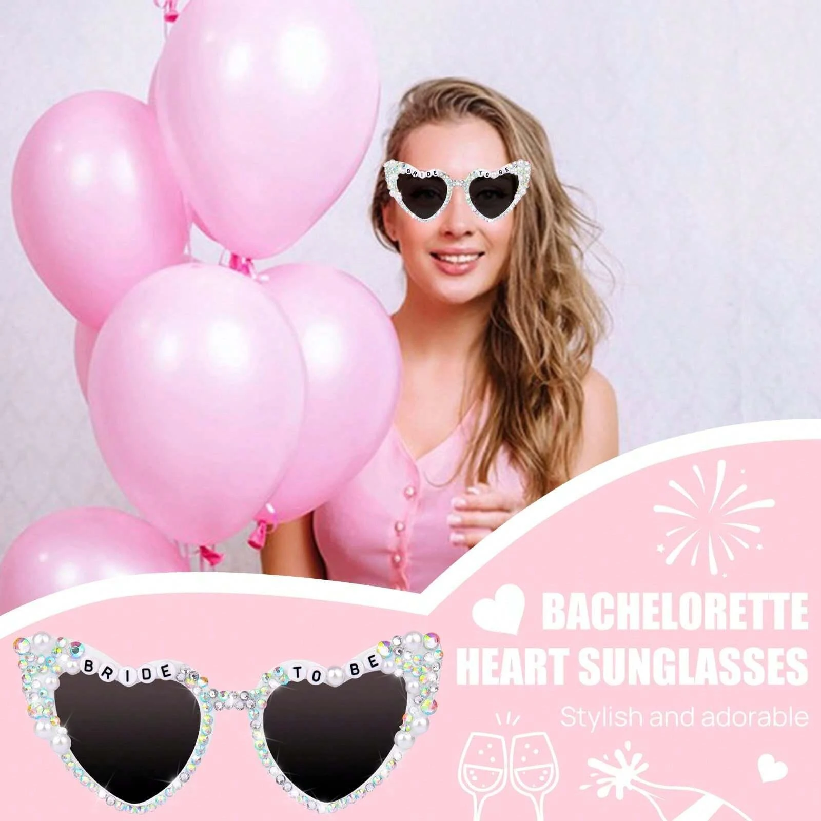 Bachelorette Party Bride Sunglasses Heart Shaped Glasses for Women Bridesmaid Bride Photo Tools Party Gift Accessories 1Pair heart shaped glasses party photo props funny sunglasses