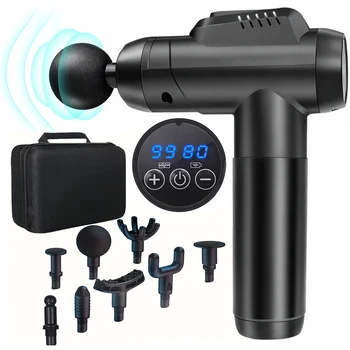 LAYQJUE Massage Gun 99 Speed High Frequency Silent Percussion Gun Deep Tissue Muscle Massager with 8 Heads for Relaxation Recovery