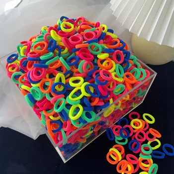 50/100Pcs Colorful Basic Nylon Ealstic Hair Ties for Girls Ponytail Hold Scrunchie Rubber Band Kid Fashion Hair Accessories 1