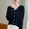 2024 Autumn And Winter New Cashmere sweater Women Pullover Lace edged Knitted Long Sleeve Soft Cashmere sweater Women 3