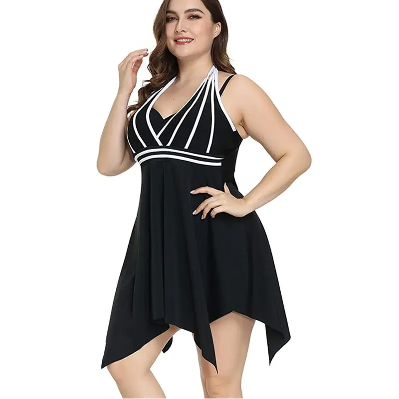 Women's Swimsuit 2024 New Halter Swimdress Plus Size Swimwear Two Piece Tankini Swimsuits For Women High Waist Boyleg Bottoms