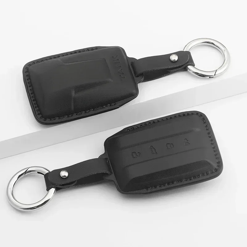 Leather Car Smart Remote Key Case Cover Shell Key Bag Keychain Accessories for Great Wall GWM WEY TANK 300 500 Tank300 Tank500