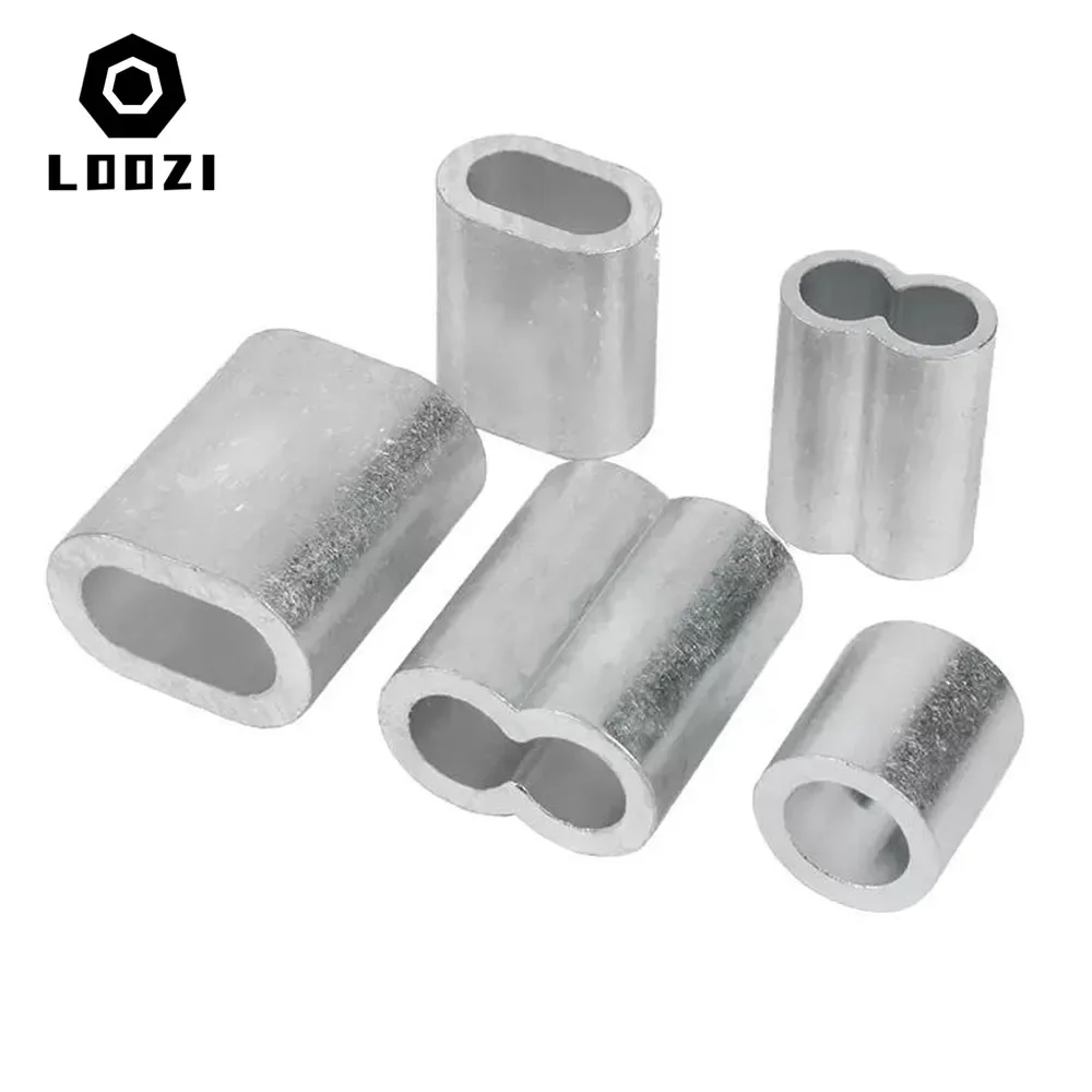 Aluminum Wire Rope Crimp Fixed Sleeve Fixing Clip Oval 8-type Wire Ferrules Cord Lock Aluminum Cable Stopper Crimp Rope Hardware