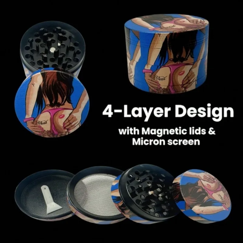 2/2.5in Sexy Girl Herb Grinder 4-layer Manual Tobacco Grinder Zinc Alloy Mortar Cigarette Cigar Grass Mills Smoking Accessories