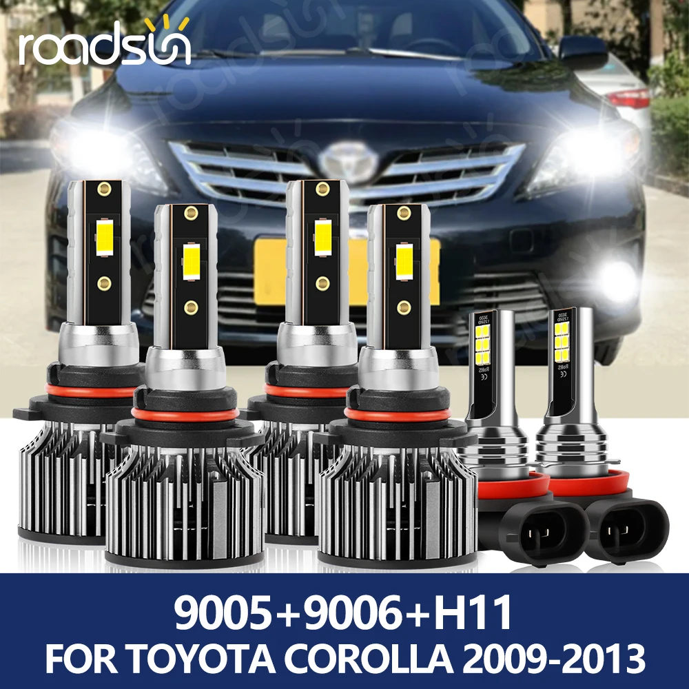 

roadsun 9005 Car Light 100W 20000LM HB3 9006 H11 LED Headlight 6500K Hight Low Beam Fog Light Kit for Toyota Corolla 2009-2013