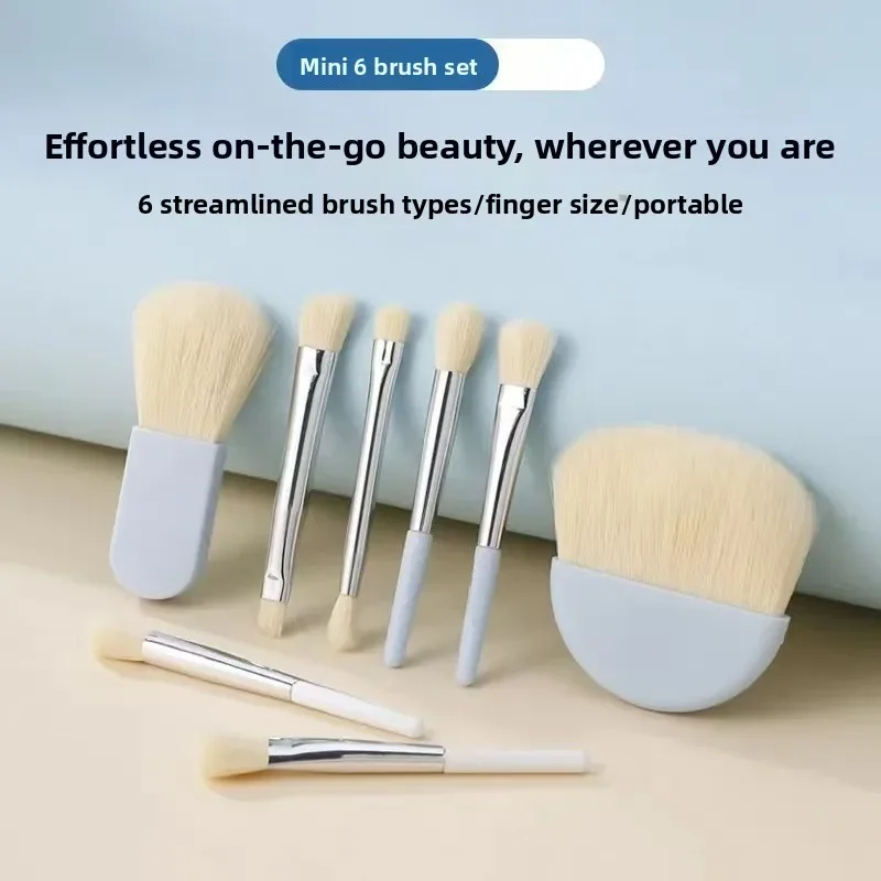 6-Piece Mini Professional Makeup Brush Set – Portable Beauty Tools