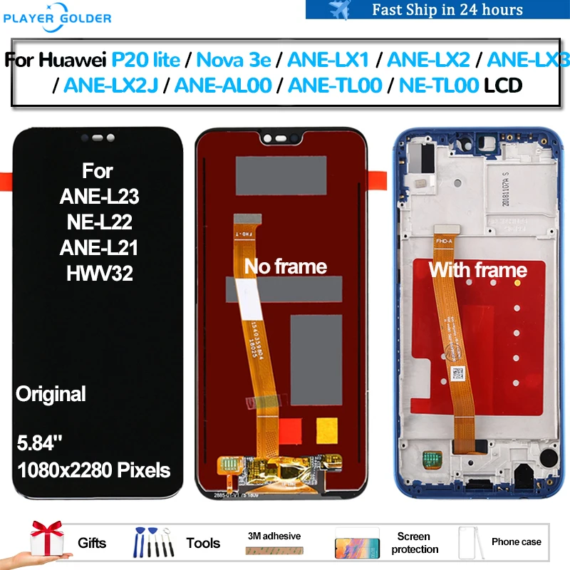 

Original For Huawei P20 lite Nova 3e ANE-LX1 ANE-LX2 ANE-LX3 Pantalla lcd Display Touch Panel Screen Digitizer Assembly Repair