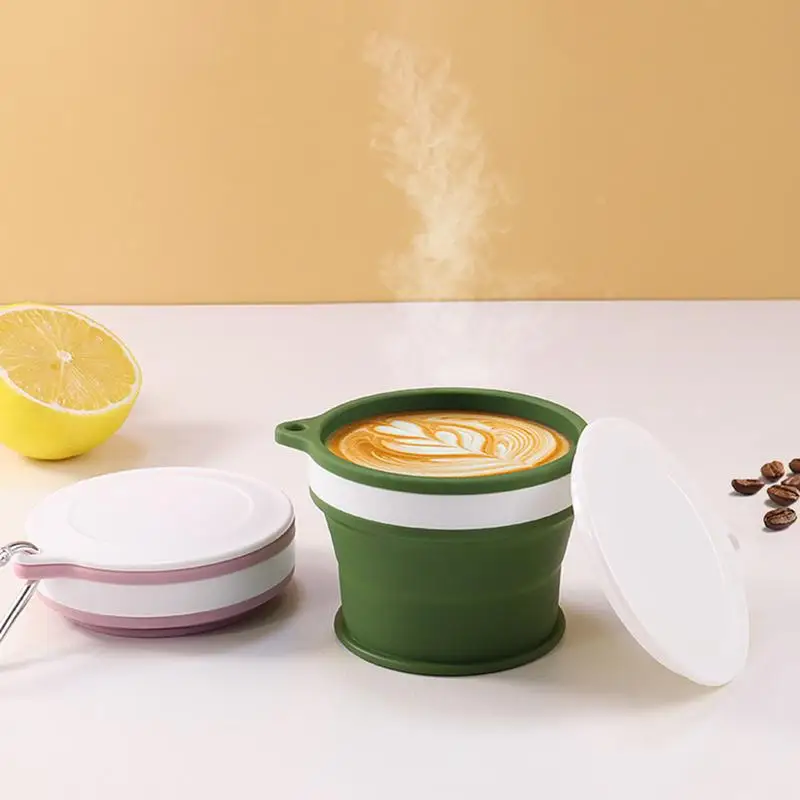 Foldable Drinking Cups For Travel Folding Cup Portable Silicone Foldable Mug Leak Proof Camping Cup Expandable Drinking With