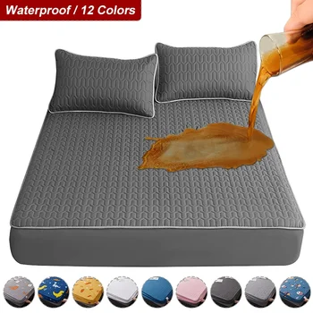Housse de matelas épaisse imperméable, tapis rembourré en latex, couvre-lit, coussin, drap-housse respectueux de la peau, couvre-lit 150/180x200 1