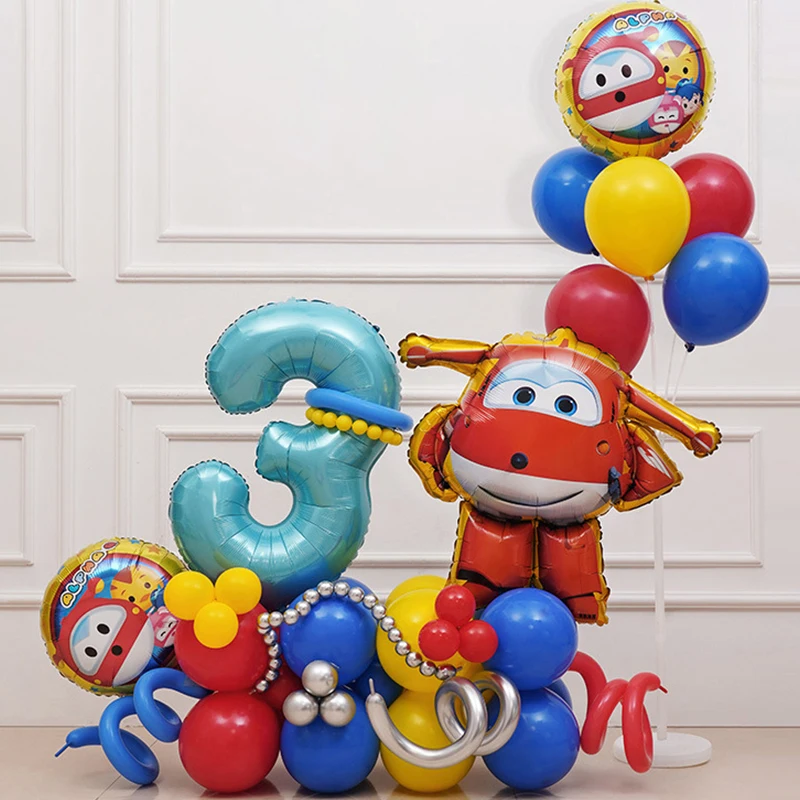 53-teiliges Neues Super Wings Aluminiumfolien-Ballonset Jett Dizzy Folienballons Cartoon-Thema Deko Geburtstagsdekoration Baby-Shower-Zubehör – Detail 1
