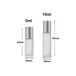 Set of 5 Frosted Glass Aromatherapy Roller Bottles with Opener and Funnels (5ml & 10ml) - 10MLX5PCS (Frosted clear)