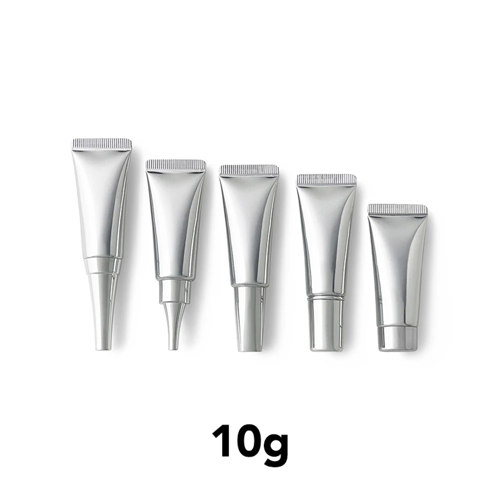 

10ml Silver Plastic Refillable Squeeze Bottle 10g Cosmetic Essence Eye Cream Container Empty mini Makeup Soft Tube 20pcs