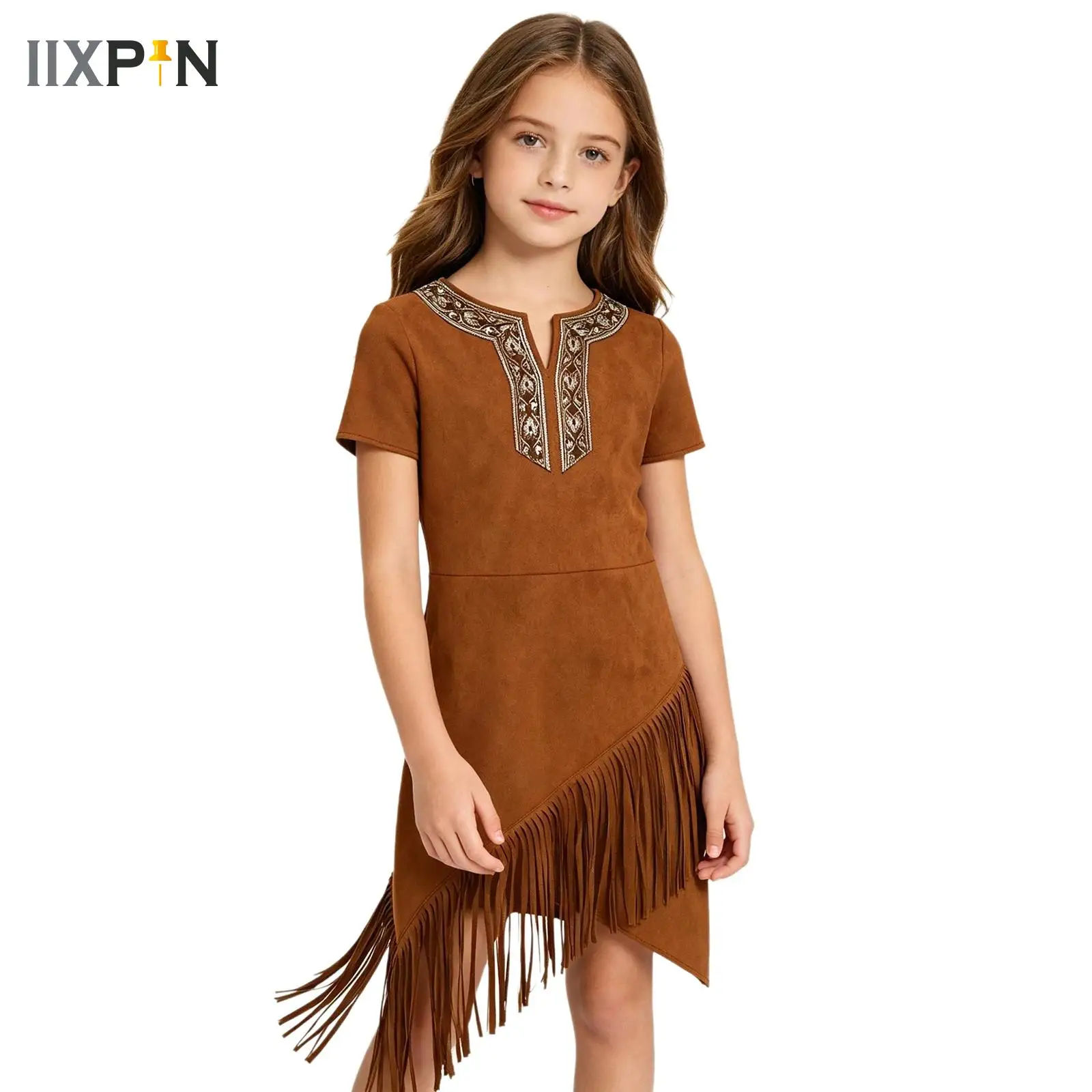 Costumi da Principessa Indiana per Halloween, Costume da Cacciatrice Pocahontas per Ragazze, Abito da Festa Purim e Mardi Gras, Vestito da Selvaggia della Foresta