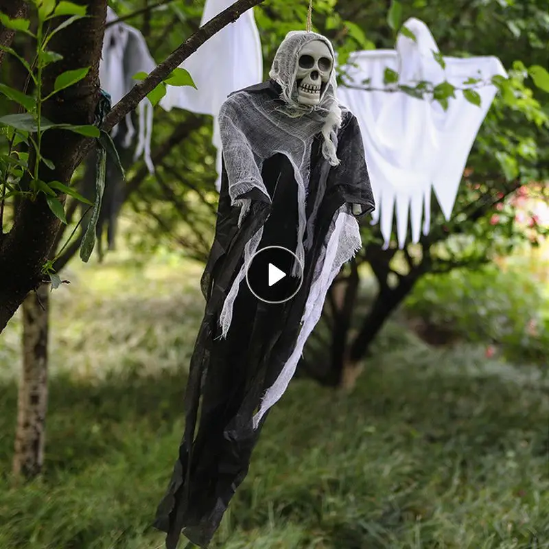 juni winkelwagen Modieus Nieuwe Halloween Opknoping Spook Horror Decoratie Props Schedel Hoofd Ogen  Bloeden Vrouwelijke Ghost Deur Gordijn Hanger Home Garden Decor - AliExpress