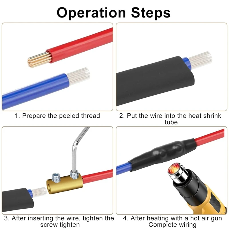 30Pcs Gauge Wire Connector Nut Kit, Splicing Wiring Connection Terminal, With Screws And Heat Shrink Tube