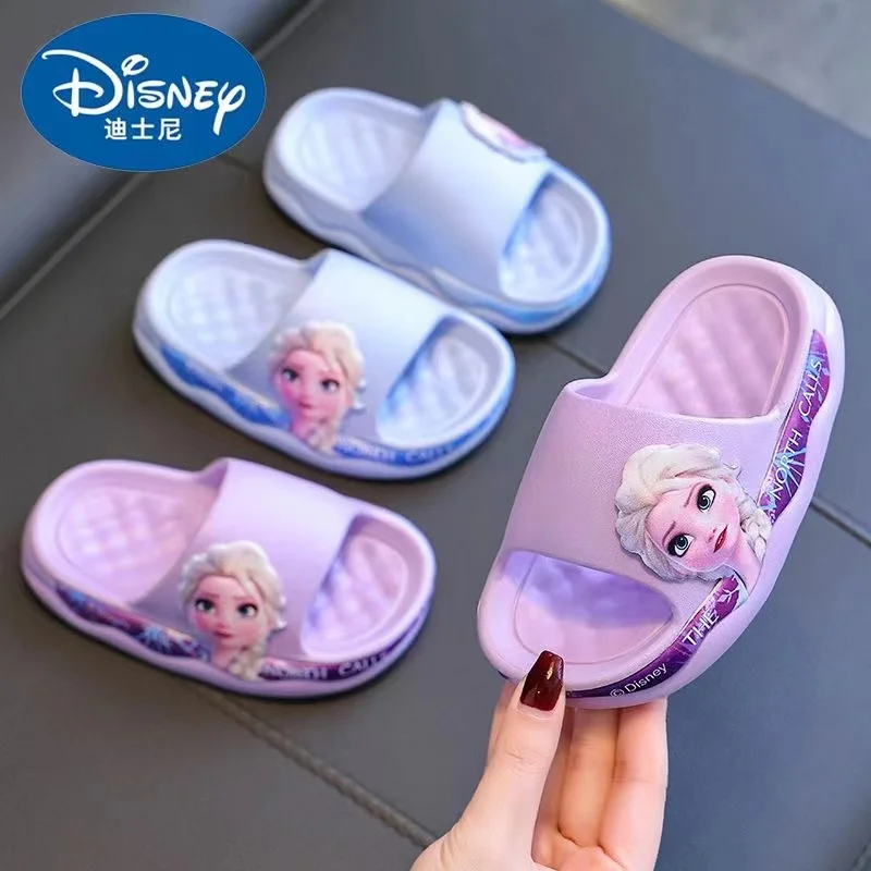 Disney lato niemowlęta dziewczynki buty kapcie dziecięce kreskówka mrożone Elsa nadruk miękkie antypoślizgowe sandał na plażę domowe buty do kąpieli w domu 24-36