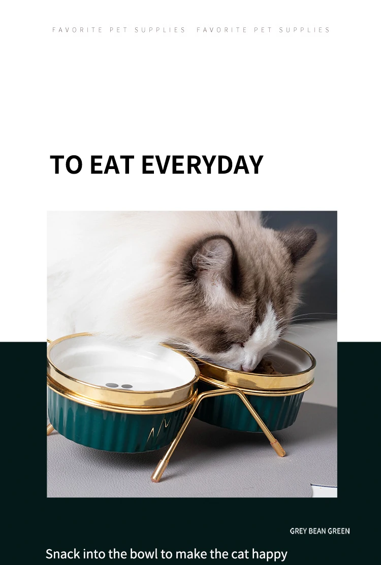 Title 4, Ulmpp Cat Ceramic Bowl Pet Feede with Metal Sta...