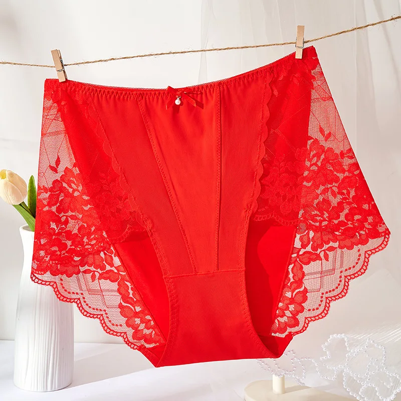 New Plus Size Lace Panties High Waist Modal Underwear for Women 60-105kg Summer Thin Sexy