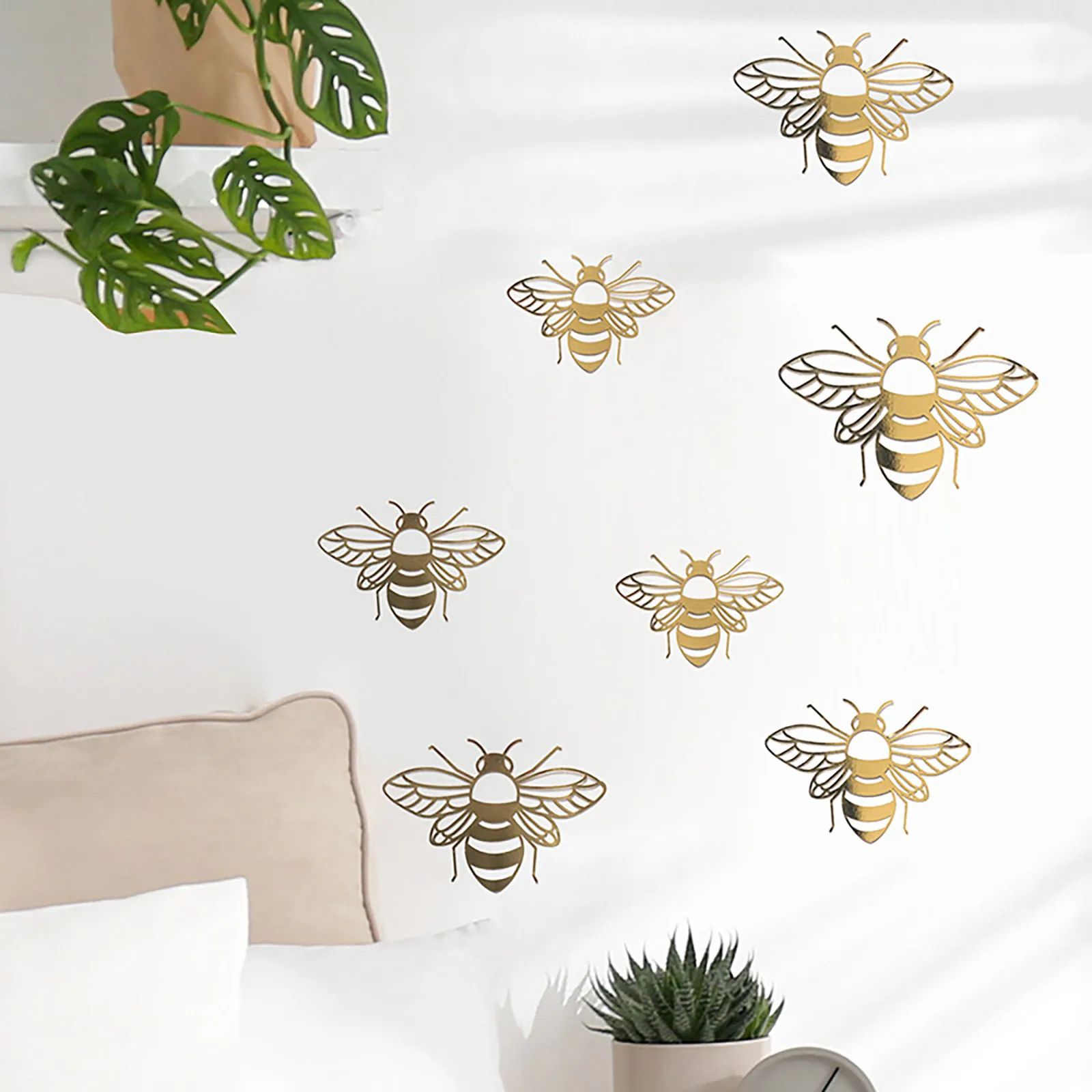 12PCS Hollow Bee Wall Stickers Home Decoration Festive Party Arrangement Window Decals