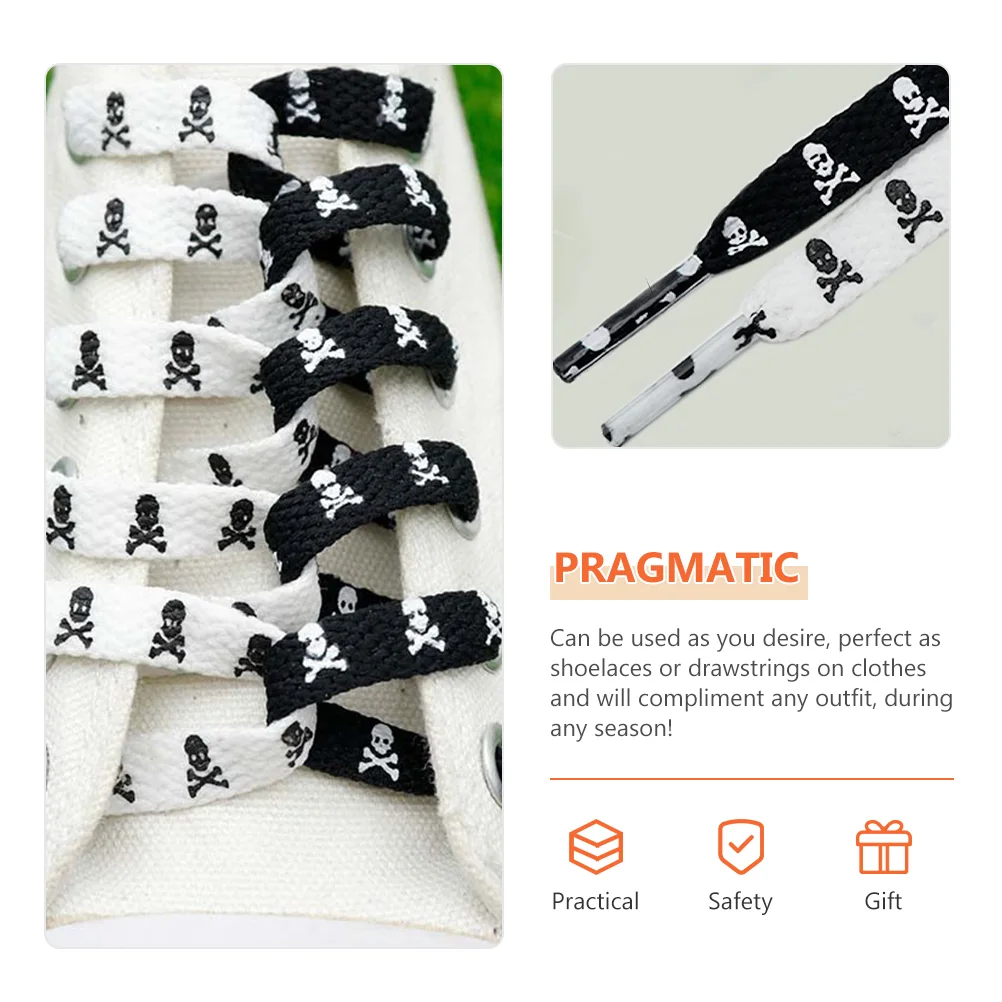 Skull Shoelaces for Women and Men: Cool and Fun Printed Shoe Laces for Boots, Hiking Shoes, and Sneakers