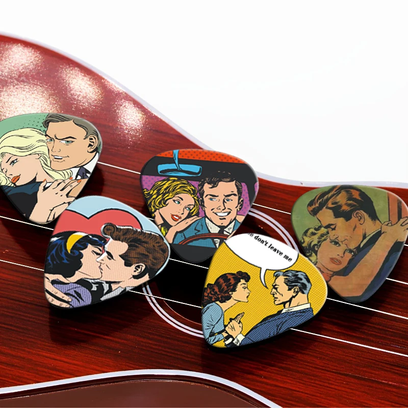 New 0.46/0.71/1.0Mm 10Pcs Guitar Paddles Cartoon Couples Acoustic Guitar Picks Musical Instrument Accessories Pick