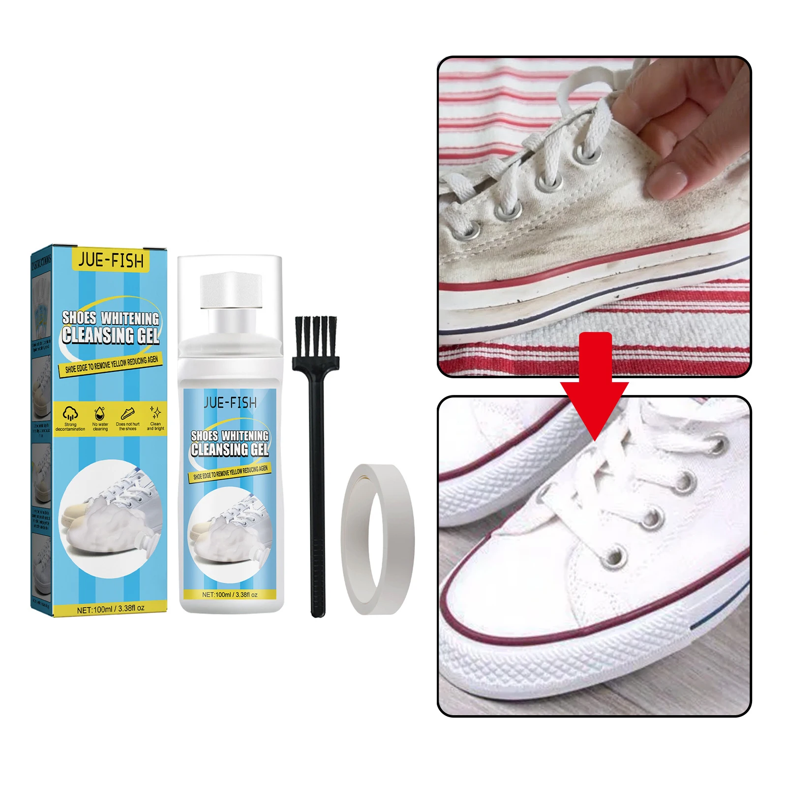 WhiteShoesCleanerSneakersFastWhiteningCleansingGelFreeWashingCanvasYellowingStains