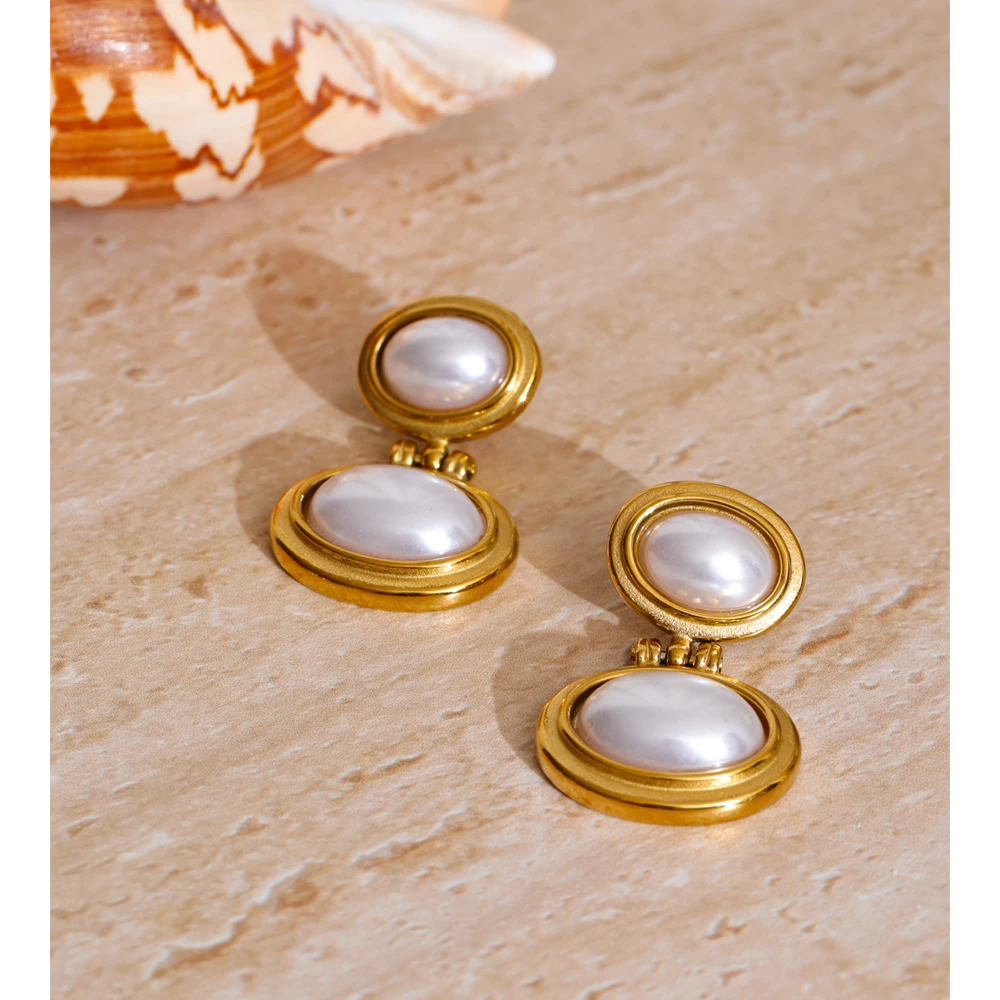 Yhpup Jewelry Earrings Simulated Pearls Stainless Steel