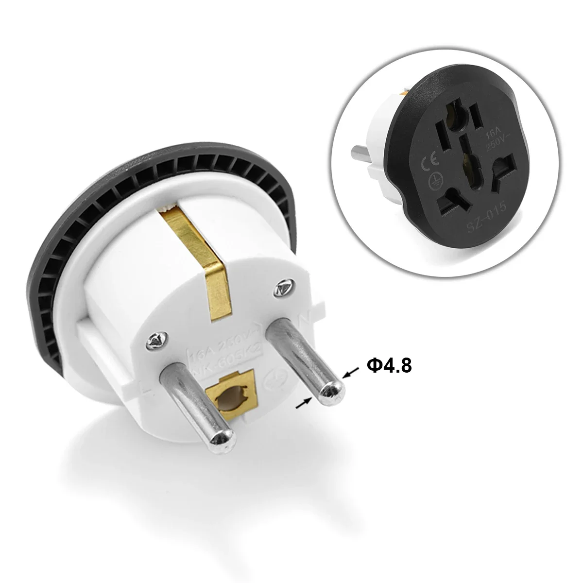 USA US CN To EU ปลั๊กอะแดปเตอร์ AC 250V 16A Travel Adapter ยุโรปซ็อกเก็ตไฟฟ้าสำหรับ Sony PS power Adapter 1