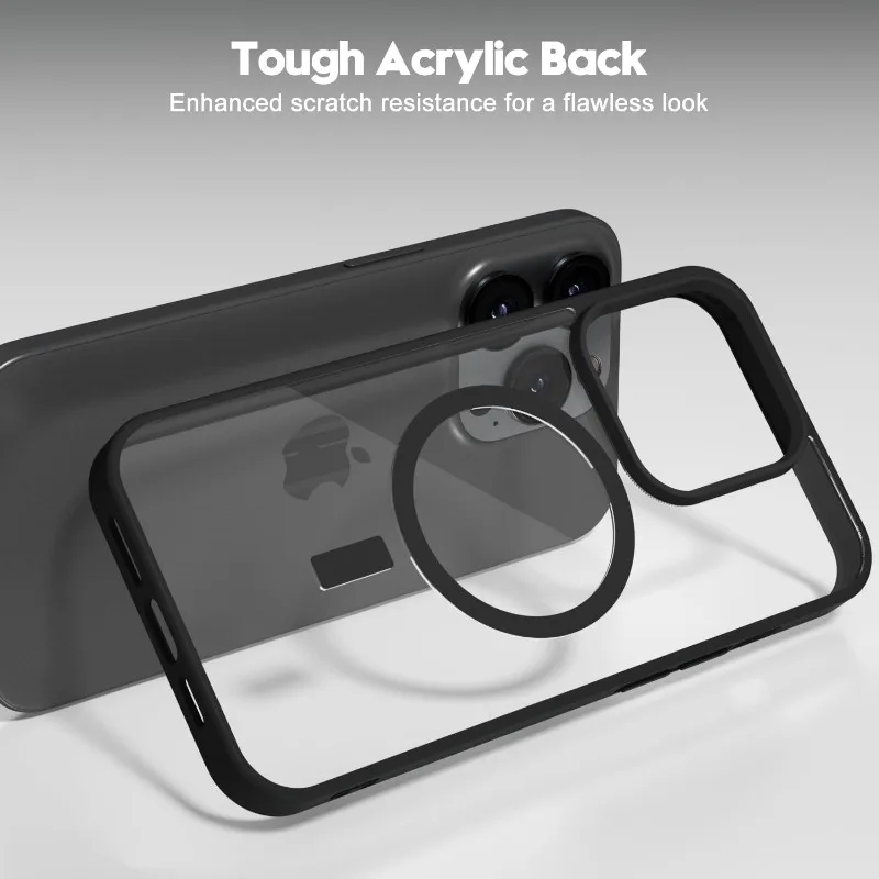 Matte Transparent Acrylic Phone Case with Magnetic Hard Cover