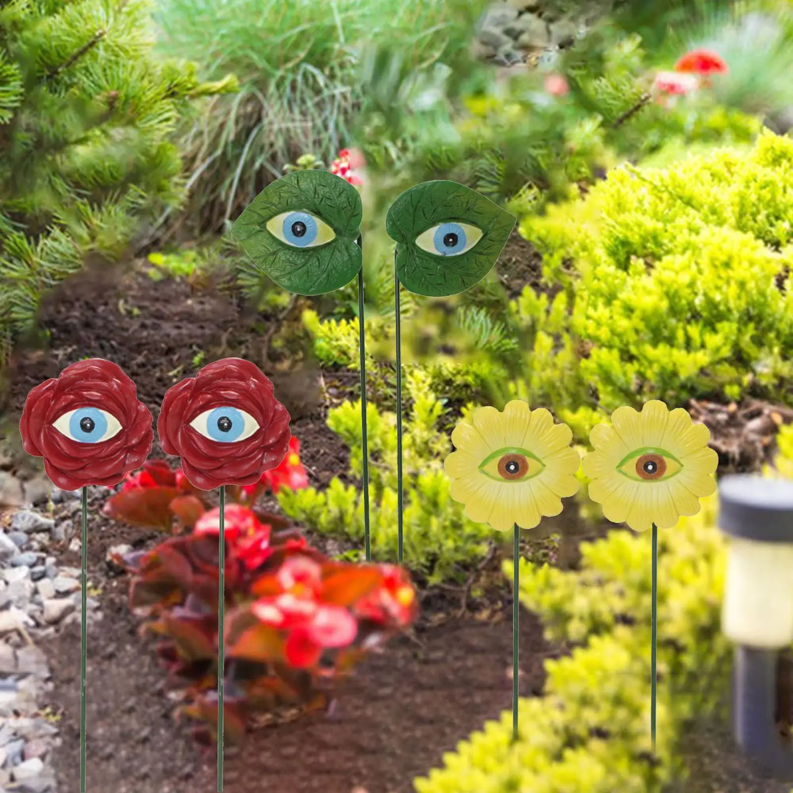 

6x Flower Decorative Garden Stakes Spring Patio Decor Eyes Flowers Outdoor Decor Stake for Indoor Plant Lover Outdoor Yard Decor