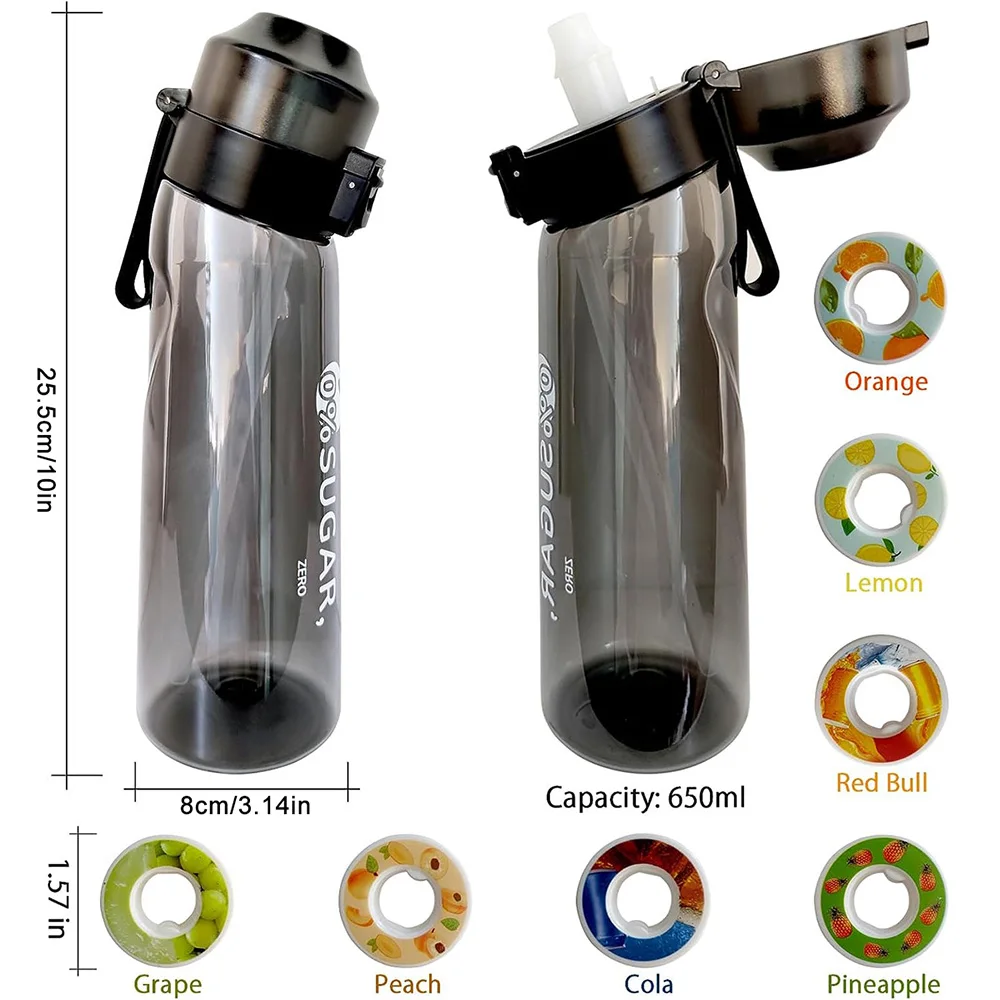 Aromatisierte Wasser flasche 650ml Sport Trink flasche 7 Frucht duft Hülsen Wasser becher für Outdoor-Camping-Fitness-Mode – Detail 2