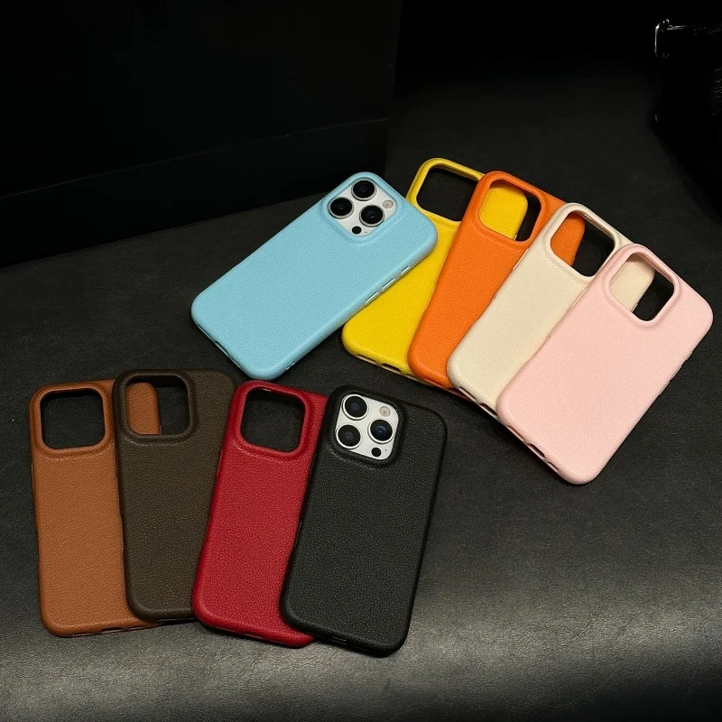 Luxury Leather Texture Matte Shockproof Lichee Pattern Silicone Soft Phone Case