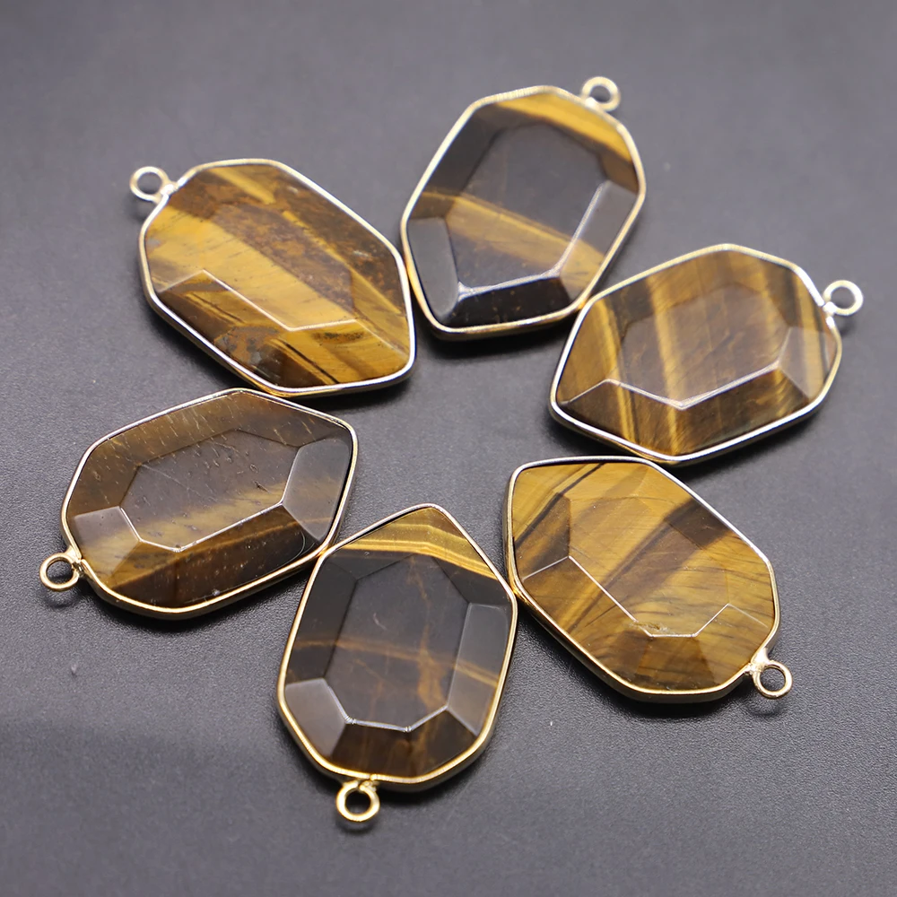 Natural Blue Turquoise Polygonal Pendants Oval Malachite Single Hole Necklaces Charm Earrings Jewelry Accessories 5Pcs Wholesale