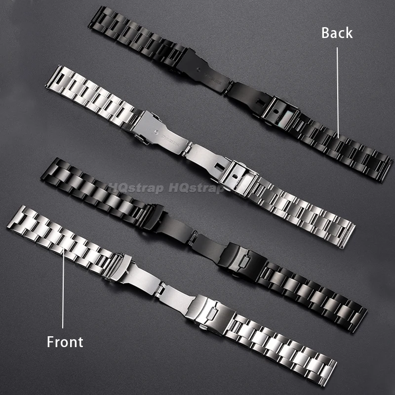 Premium Solid Stainless Steel Watch Strap with Double Safety Fold Buckle