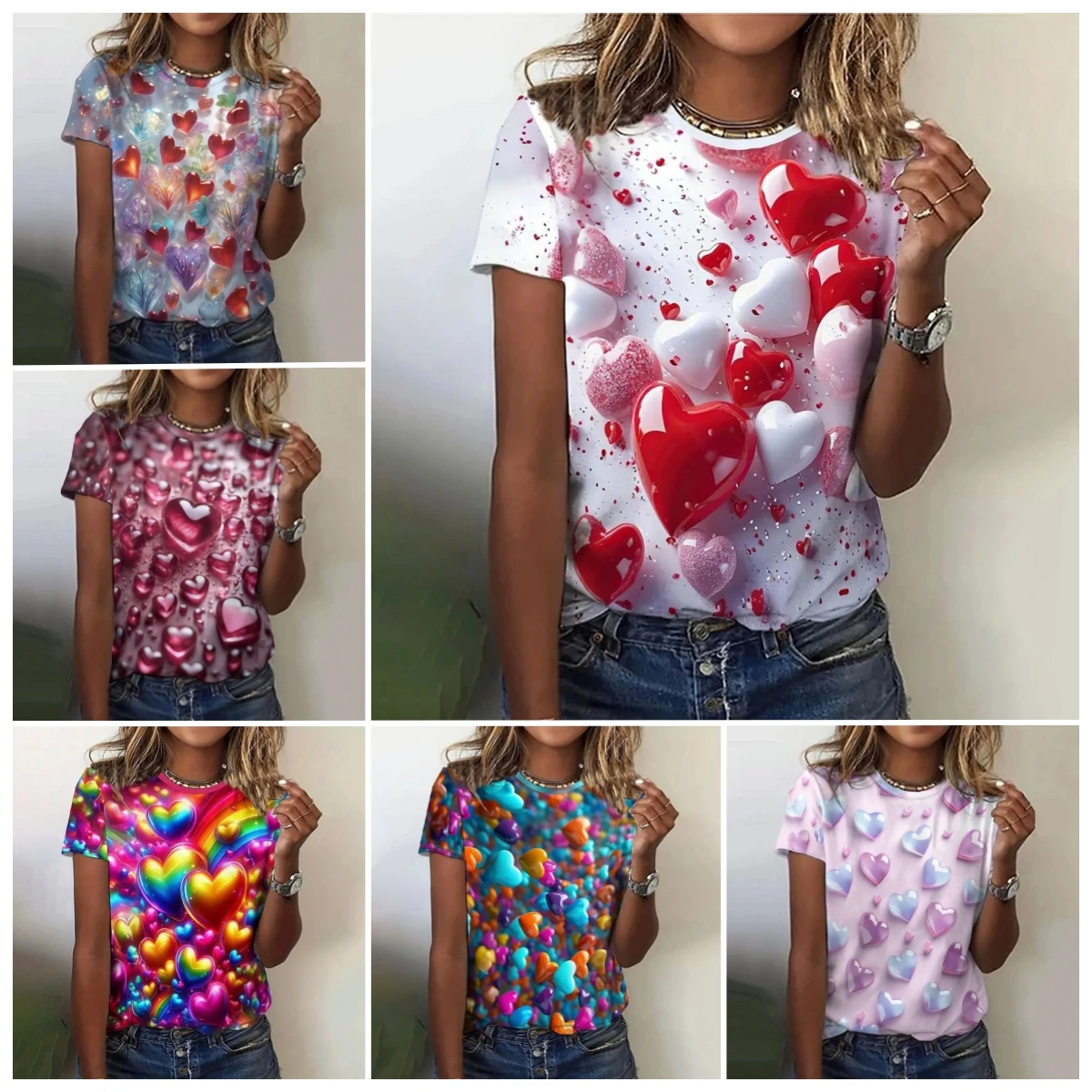 3D Love Print T Shirts Clothes Child Girl Summer Round Neck Fashion Casual Tees Summer Outdoor Short Sleeve Tops Childs Clothing 2