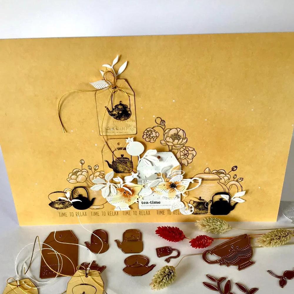 영어 독일어 문자 단어 생일 축하 WILLKOMMEN 금속 절단 다이 꽃이있는 주전자 눈송이 선물 상자 다이 2023 신규