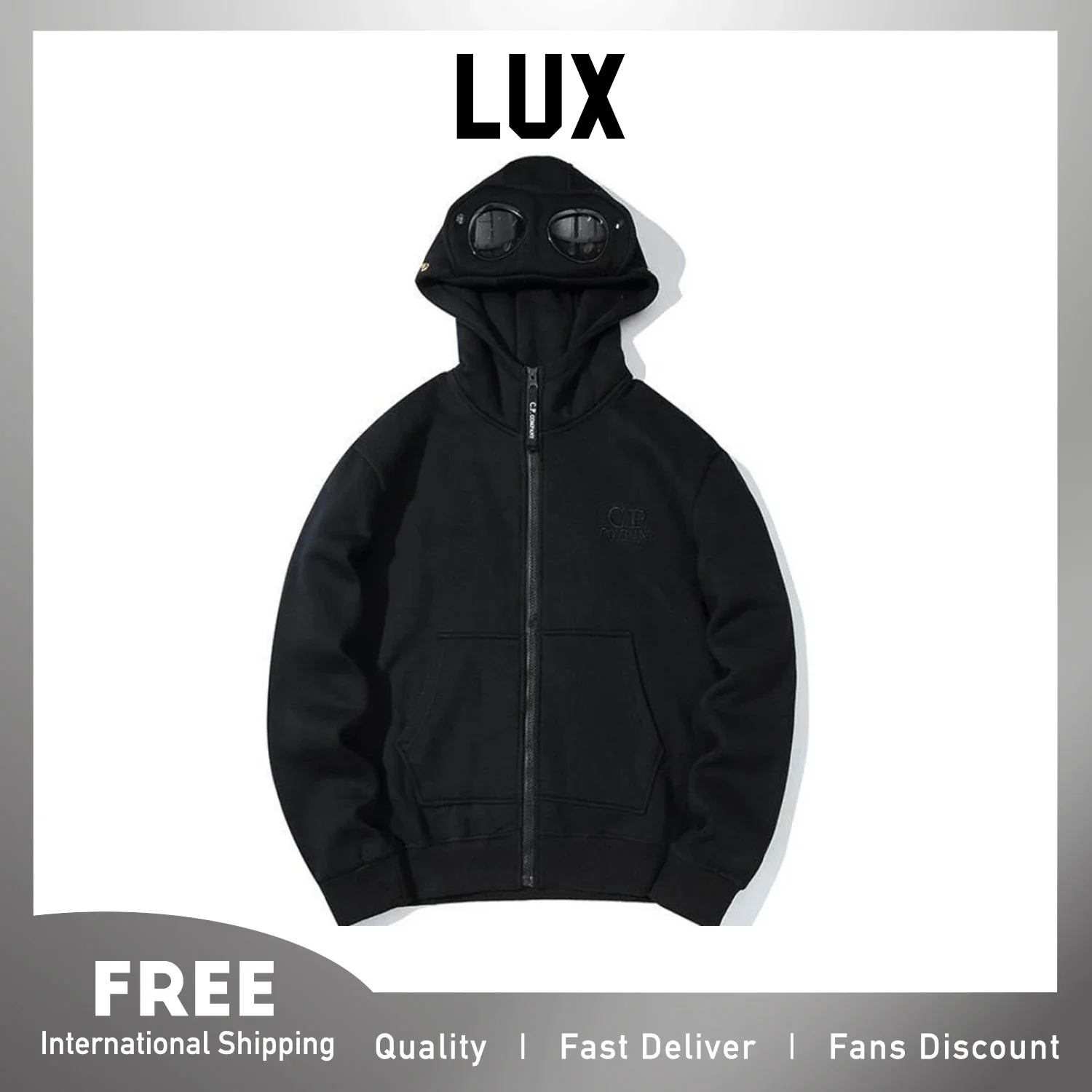 LuxWinterNewZipperHoodieSweatshirtsforMenWomenCircleGlasses