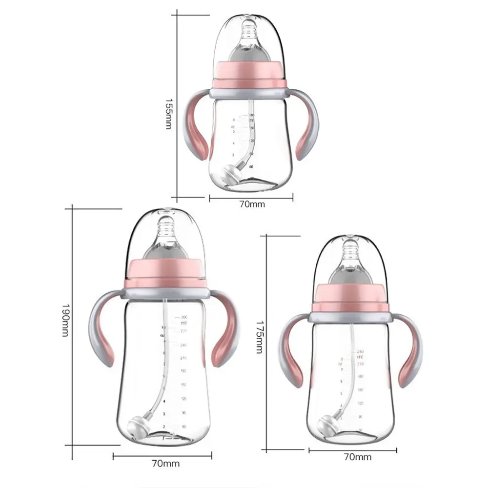 Water Bottle Milk Bottle Feeding Bottle Glass Milk Bottle Newborns Baby Anti-drop High capacity Anti-Slip Handle Milk Feeding Bottle Baby Bottle Water Wide Mouth Feeding