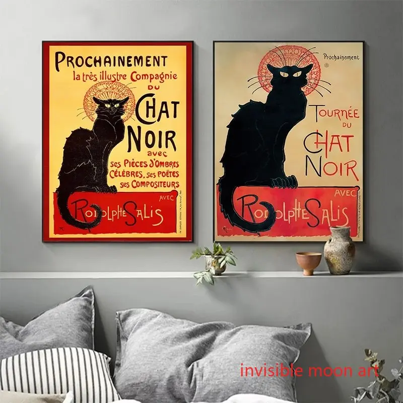 Vintage Le Chat Noir The Black Cat Tournee Du Chat Noir Theophile Alexandre Steinlen Canvas Print Poster Wall Art Home Decor