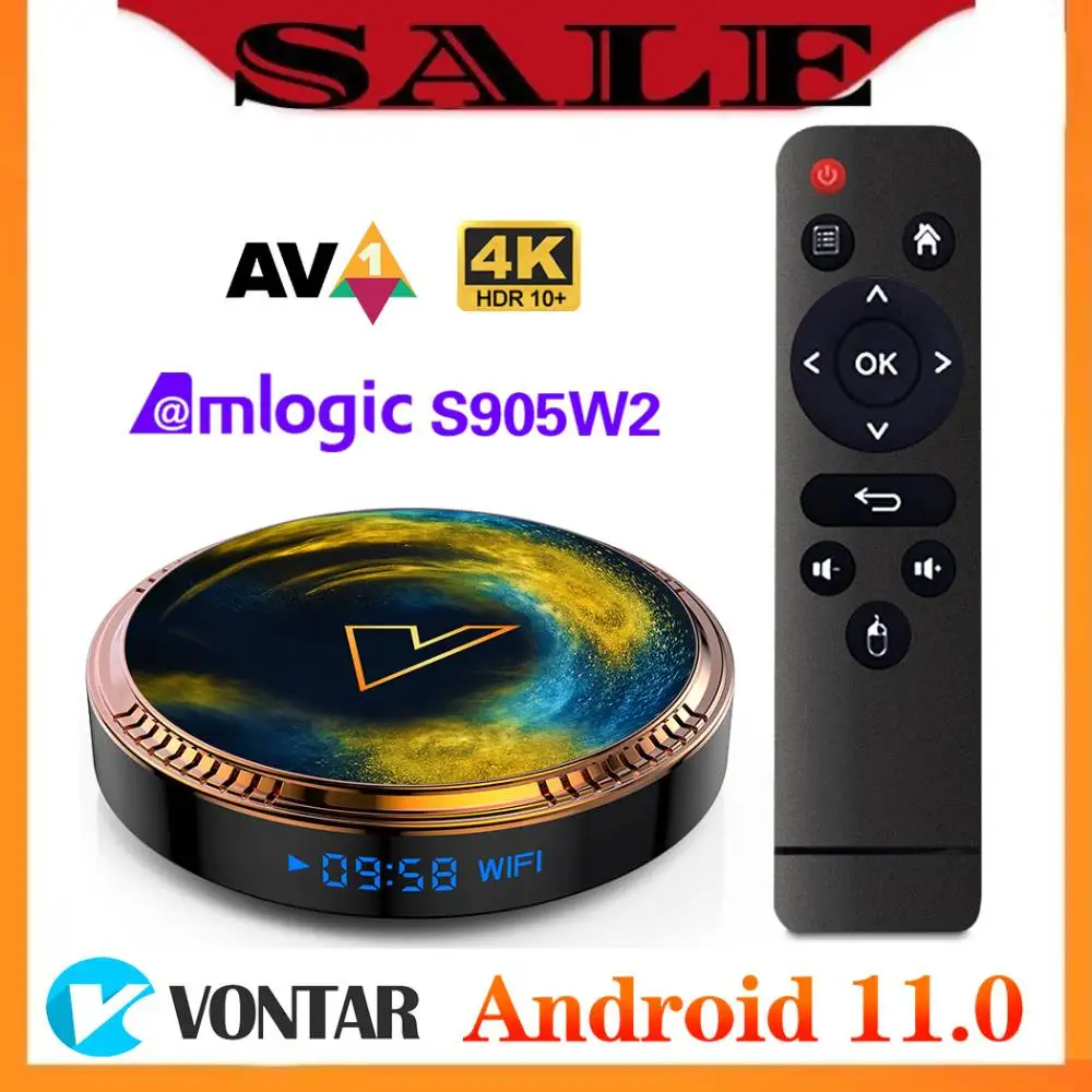 

VONTAR X2 Amlogic S905W2 Media Player Android 11.0 Smart TV Box Android 11 4G 64G Set Top BOX 4K 60fps AV1 2.4&5G Wifi BT 2G16G