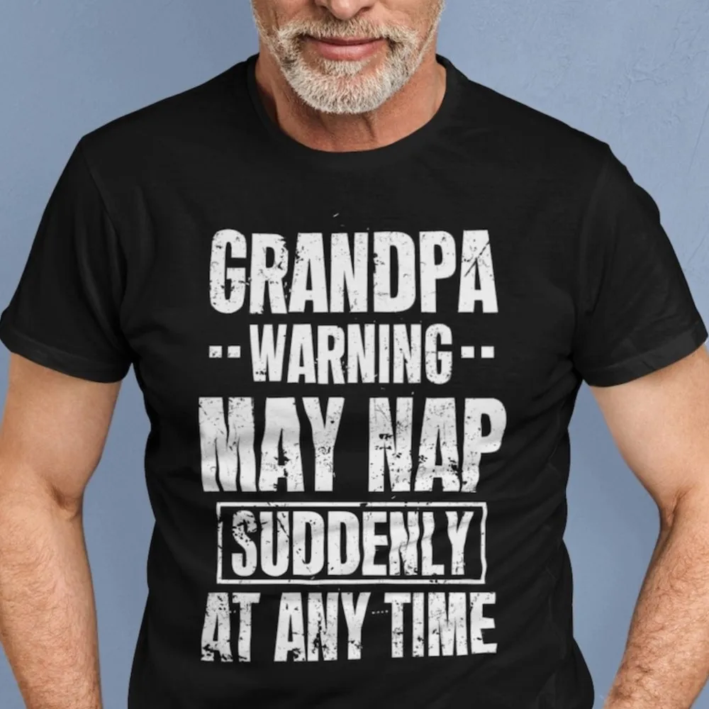 

Grandpa Warning Funny T-shirt Father's Day Papa Tee Shirts O-Neck Tee Fashion Letters Print Men Tops Summer Casual